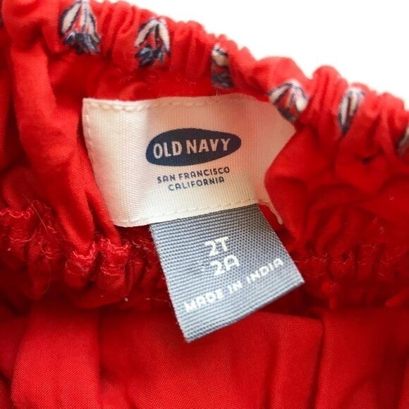 Old Navy red/blue floral print halter dress EUC 2T - Picture 3 of 4